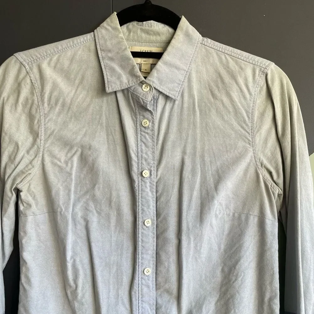 J Crew Blue Colorblock Boy Fit Oxford, Sz 0, Fits XS